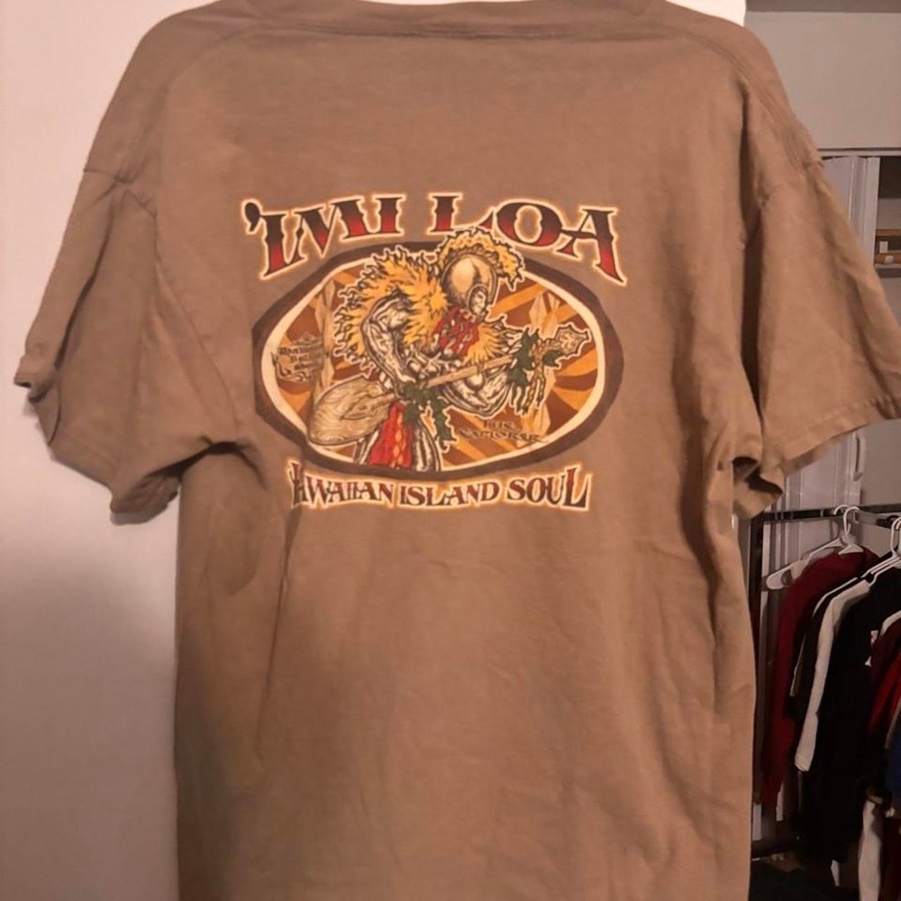 Early 2000's Hawaiian Island Soul brown t-shirt with Size M - Picture 2 of 5
